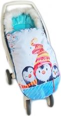 Dětský fusak Velvet s kožešinkou - WINTER LUXURY tučňáci s tyrkysovou - BabyNellys - obrázek 2