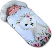 Dětský fusak Velvet s kožešinkou - WINTER LUXURY medvídek s pudrově růžovou - BabyNellys - obrázek 1