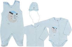 Souprava kojenecká bavlna 4-dílná - KOALA MOON modrá - vel.50 - obrázek 1