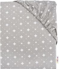 Prostěradlo dětské bavlna - KÁRKO bílé na šedém - 120x60cm - obrázek 1