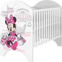 Postýlka dřevěná borovice Disney - MINNIE SHOPPING bílá - BabyBoo - obrázek 1