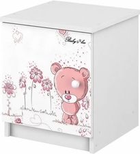 Noční stolek do dětského pokoje - MEDVÍDEK STYDLÍN s růžovou - BabyBoo - obrázek 1