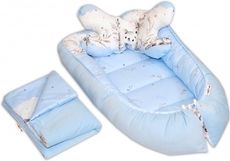Hnízdečko pro miminko oboustranné s výbavou Velvet - MEDVÍDEK KOALA s modrou - BabyNellys - obrázek 1