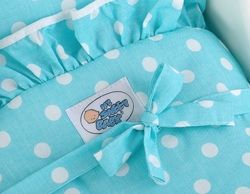 Kočárek pro panenky dřevěný - MILA tyrkysový/tyrkysový puntík - obrázek 4