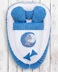 Hnízdečko pro miminko s Minky s výbavou - TEDDY BEAR modré - Belisima - obrázek 1