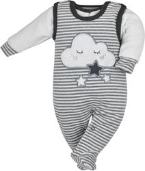 Souprava kojenecká 2-díl semišková - CUTE CLOUD šedo-bílá - vel.62 - obrázek 2