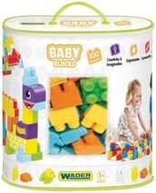 Kostky plastové Wader - BABY BLOCK barevné s nálepkami - 100 dílků - obrázek 1