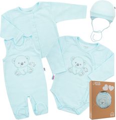 Souprava kojenecká bavlna 4-dílná - SWEET BEAR modrá - vel.50 - obrázek 1