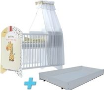 Dětská postýlka se šuplíkem - SWEET GIRAFFE bílá - BabyBoo - obrázek 1