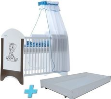 Dětská postýlka se šuplíkem - TYGŘÍK bílo-hnědá - BabyBoo - obrázek 1