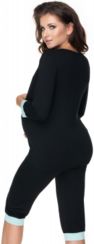 Těhotenské/Kojící pyžamo 3/4 - LEMOVÁNÍ černé - BeMaaMaa    velikost L/XL - obrázek 4