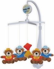 Kolotoč na postýlku plyšový s melodií - MEDVÍDCI s čepicemi - BabyMix - obrázek 1