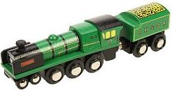 Dřevěná lokomotiva Typhon zelená lokomotiva s tendrem - obrázek 1