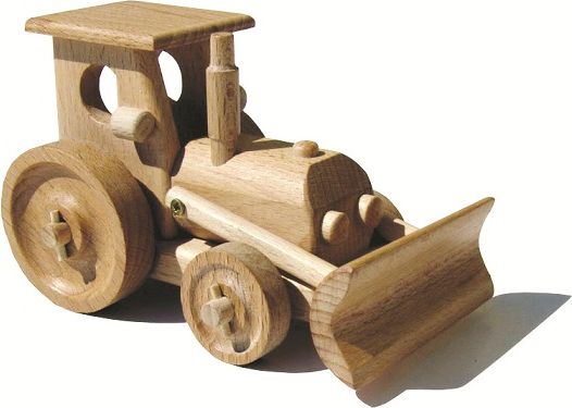 Dřevěné hračky - dřevěný traktor s radlicí - obrázek 1