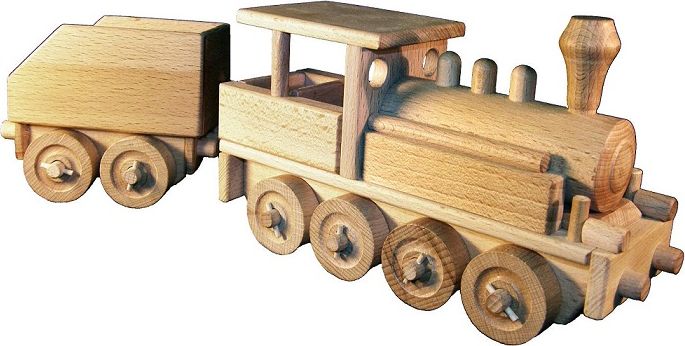 Dřevěné hračky - parní lokomotiva dřevěná - obrázek 1
