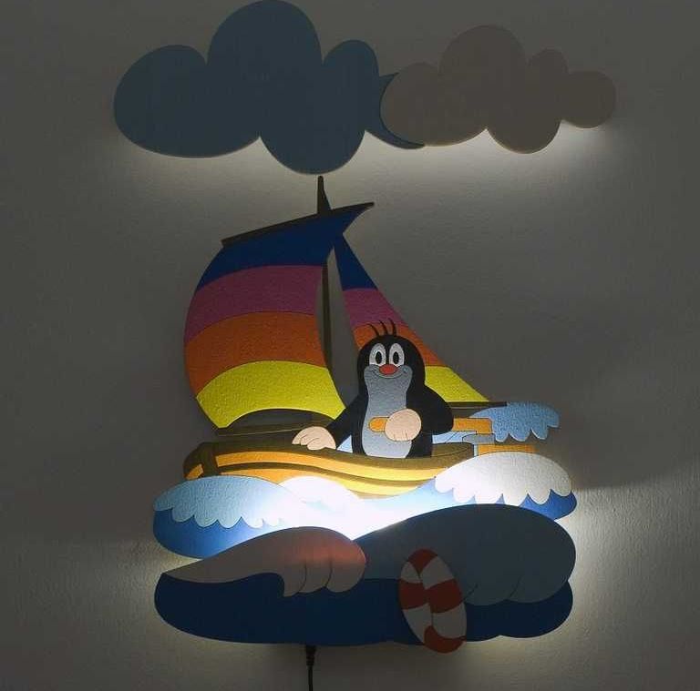 Dětská LED lampička na zeď - Krtek s lodí - obrázek 1