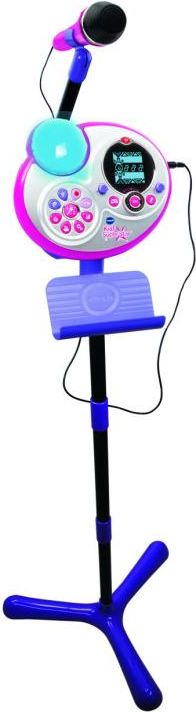 Dětský mikrofon se stojanem a mixážním pultem - růžový - obrázek 1