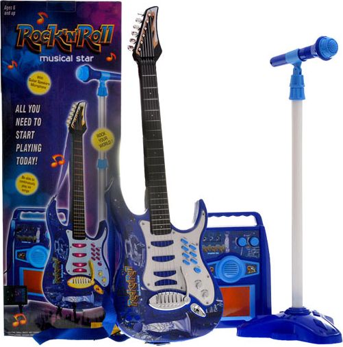 Dětská elektrická kytara se zesilovačem a mikrofonem - obrázek 1