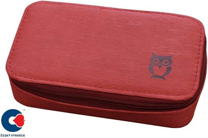 EMIPO Studentský penál BOX Sova BORDÓ PRÁZDNÝ - obrázek 1