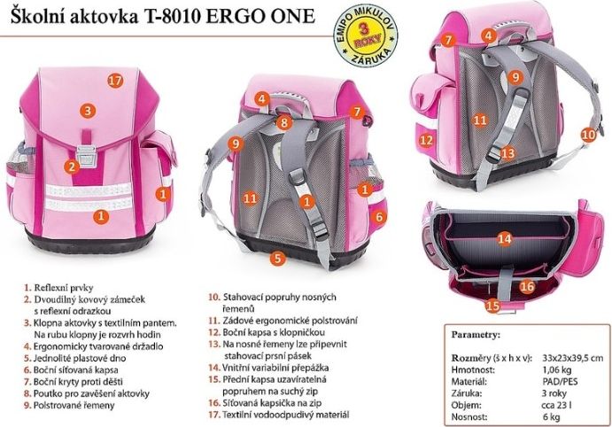 EMIPO Školní aktovka ERGO ONE BEAUTY - obrázek 19