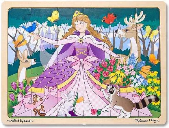 Melissa & Doug Dřevěné puzzle Princezna se zvířátky 24 dílků - obrázek 1