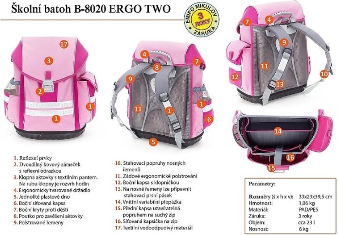 Školní batohový set EMIPO Ergo Two LOVE 5-dílný - obrázek 9