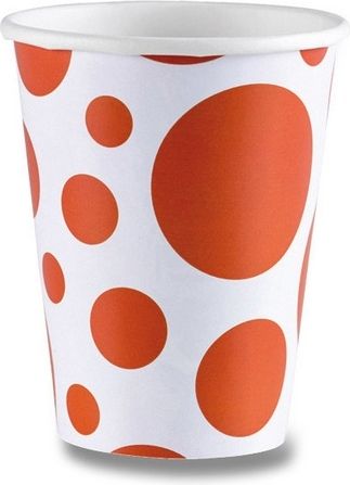 Amscan Papírové kelímky Solid Color Dots oranžové - obrázek 1