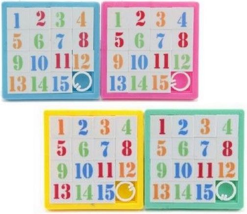 Teddies Přesouvačka hlavolam čísla plast 8x8cm asst 4 barvy v sáčku - obrázek 1