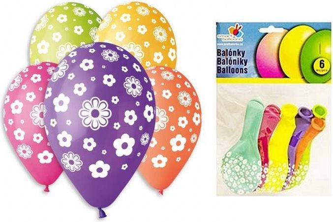 Nafukovací balonek 30cm Květinky 5ks v balení - obrázek 1