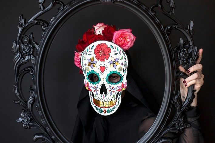 Maska Dia de los Muertos bílá - obrázek 2