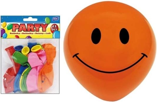 Balónek nafukovací 12ks sáček smile 23 cm mix - obrázek 1