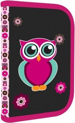 Penál 1 p. 2 chlopně, prázdný OXY Pink Owl 1-56517 - obrázek 1