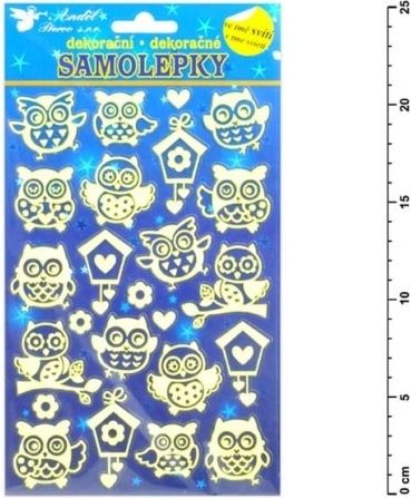Samolepky 10106 svítící ve tmě sovy 25x14cm - obrázek 1