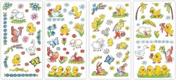 Velikonoční samolepky na vajíčka gelové tradiční motivy 19x9cm - obrázek 1