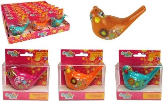 Píšťalka vodní ptáček se šňůrkou plast 10cm asst 6 barvy v krabičce 10x11x4,5cm - obrázek 1