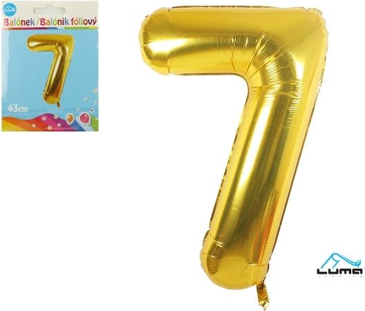 Balónek foliový č. 7 ZLATÝ 43cm - obrázek 1