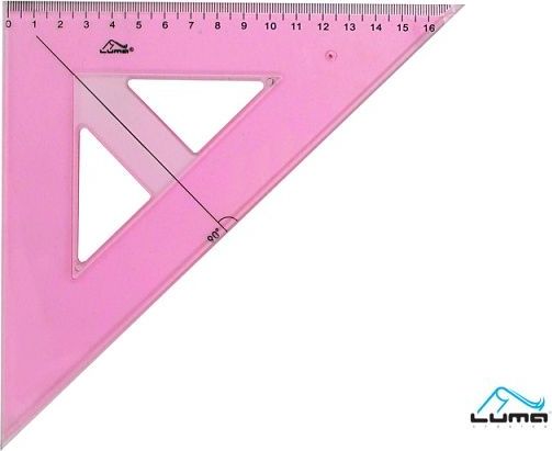 Pravítko trojúhelník s ryskou, růžové LUMA - obrázek 1