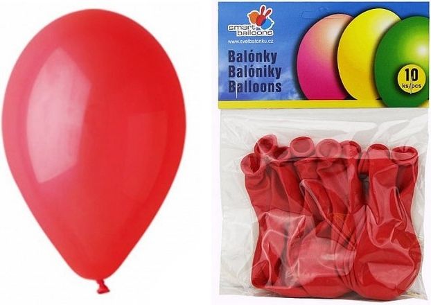 Nafukovací balonek 26cm jednobarevný ČERVENÝ 10ks v balení - obrázek 1