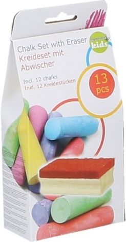 Teddies Křídy barevné na tabuli 12 ks + houbička v krabičce 9x19x5cm - obrázek 2