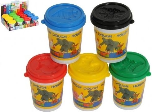 Teddies Modelína Plastelína 140g v kelímku 8x8cm asst 4 barev 12ks v boxu - obrázek 1