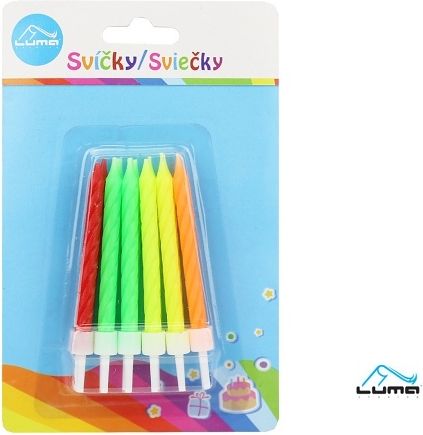 Svíčka 12ks, SPIRÁLA neon - obrázek 1