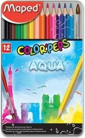 Maped Pastelky Color'Peps 6014 Metal Box Aqua 12 ks + štětec - obrázek 1