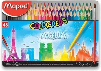 Maped Pastelky Color'Peps 6018 Metal Box Aqua 48 ks + štětec - obrázek 1