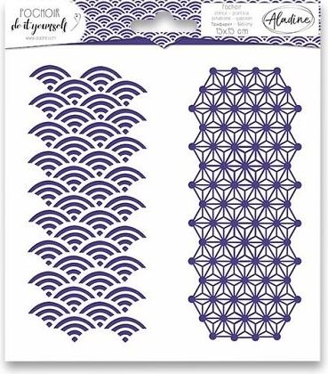 AladinE Pochoir Textile - Japonská geometrie 15 x 15 cm - obrázek 1