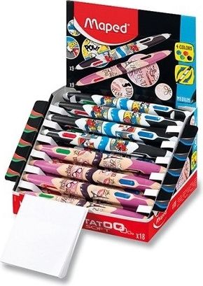 Kuličková tužka Maped Twin Tip 4 Tatoo stojánek, 18 ks - obrázek 1