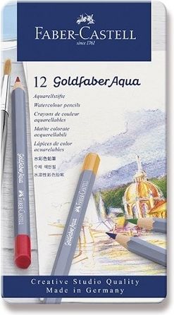 Faber-Castell Akvarelové pastelky Goldfaber Aqua plechová krabička, 12 ks 114612 - obrázek 1