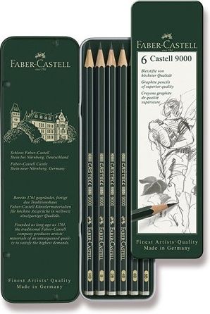 Faber-Castell Grafitová tužka Castell 9000 6 ks, plechová krabička - obrázek 1