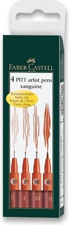 Faber-Castell Popisovač Pitt Artist Pen sada 4 ks, S, F, M, B, sanguine 6710 - obrázek 1