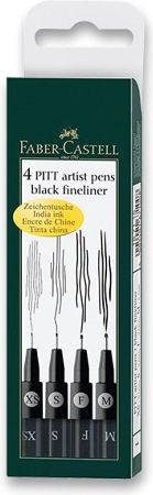 Faber-Castell Popisovač Pitt Artist Pen sada 4 ks, XS, S, F, M, černé 6711 - obrázek 1