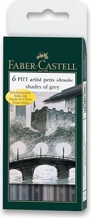 Faber-Castell Popisovač Pitt Artist Pen Brush 6 ks, odstíny šedé 6710 - obrázek 1